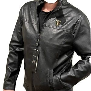 New Emporio Collezioni Faux Leather Jacket M/L  Mens Skinny Fit